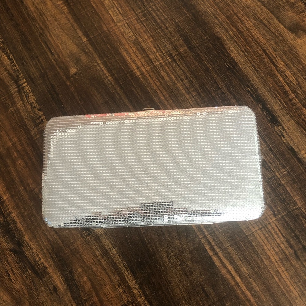 Small Silver Sequined Clutch